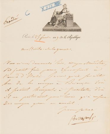Lot #363 Napoleon Letter Signed, Directing 25,000 Rifles to the Army of Italy - Image 2