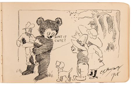 Lot #14 Theodore Roosevelt Signature as President with Original 'Teddy Bear' Sketch by Cartoonist Clifford K. Berryman - Image 4