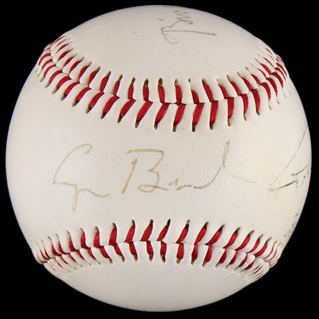 Lot #66 George Bush and Bill Clinton Signed Baseball - Image 1