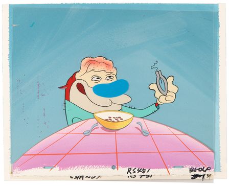 Lot #528 Stimpy production cel and master production background from The Ren & Stimpy Show - Image 1