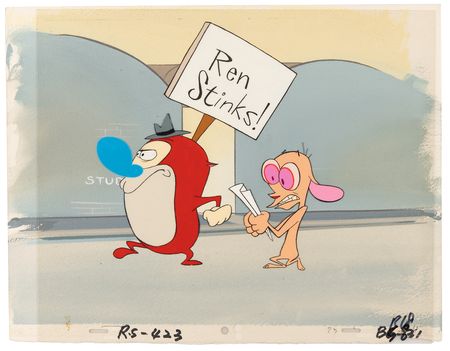 Lot #527 Ren and Stimpy production cels and master production background from The Ren & Stimpy Show - Image 1