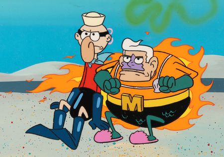 Lot #536 Mermaid Man and Barnacle Boy production cel and master production background from SpongeBob SquarePants - Image 2