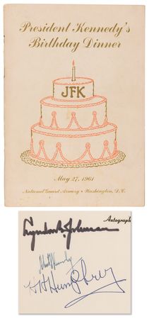 Lot #44 Lyndon B. Johnson and Robert F. Kennedy Signed 1961 JFK Birthday Dinner Program - Image 1