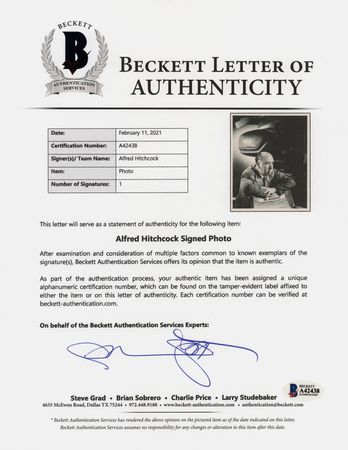 Lot #689 Alfred Hitchcock Signed Photograph - Image 2