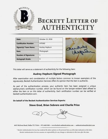 Lot #768 Audrey Hepburn Signed Photograph - Image 2