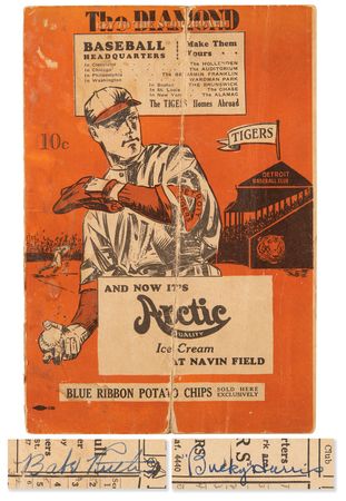Lot #866 Babe Ruth Signed 1930 MLB Game Program - NY Yankees vs. Detroit Tigers - Image 1