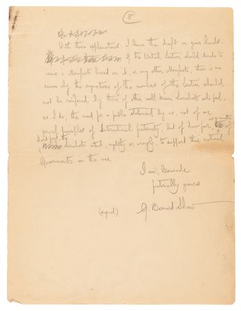Lot #561 George Bernard Shaw Autograph Manuscript Signed on International Socialism in WWI: 