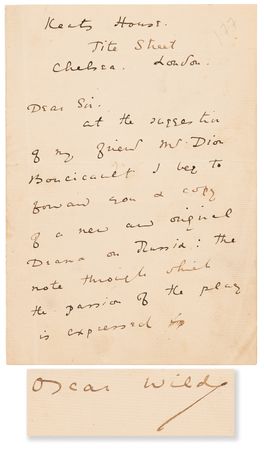 Lot #567 Oscar Wilde Autograph Letter Signed on