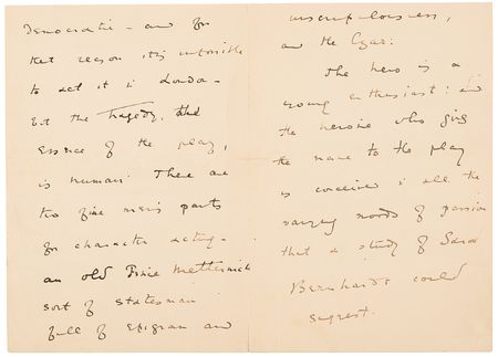 Lot #567 Oscar Wilde Autograph Letter Signed on 'Vera; or, The Nihilists': 