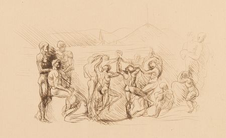 Lot #475 Auguste Rodin Signed Drypoint Etching - 'La Ronde' - Referring to His Monumental 'Gates of Hell' - Image 4