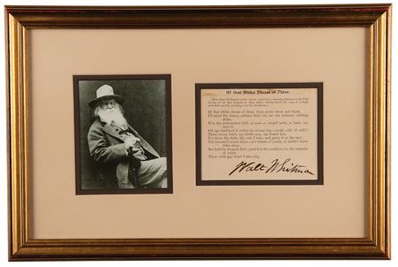 Lot #566 Walt Whitman Signed Poem Proof - 'Of that Blithe Throat of Thine' - Image 1