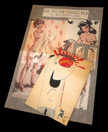 Lot #518 Dispatch from Disney's World War II Employee Serviceman Booklet with Rare ‘Pin-Ups’ Poster (1943) - Image 1
