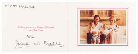 Lot #339 Princess Diana and King Charles III Signed Christmas Card (1987) - Image 1