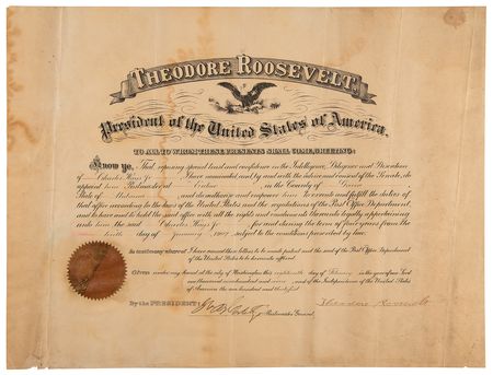 Lot #162 Theodore Roosevelt Document Signed as President - Image 1