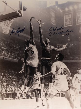 Lot #878 Wilt Chamberlain and Bill Russell Signed Oversized Photographic Print - Image 1