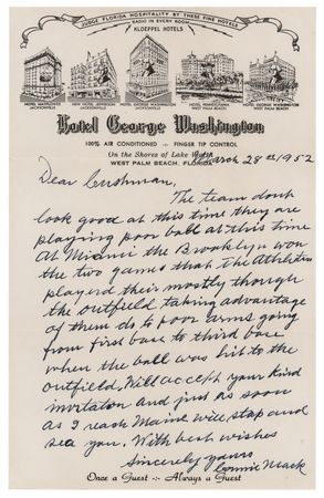 Lot #888 Connie Mack Autograph Letter Signed - Image 1