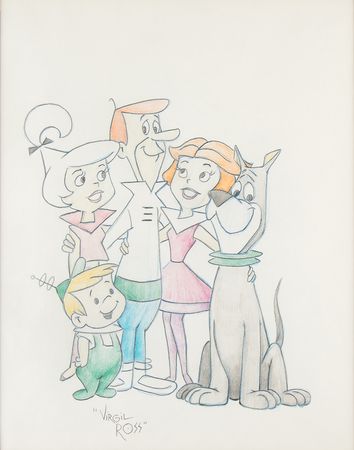 Lot #530 Virgil Ross Signed Original Drawing of The Jetsons - Image 2