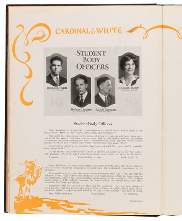 Lot #145 Richard Nixon 1930 Whittier Union High School Yearbook - Image 2