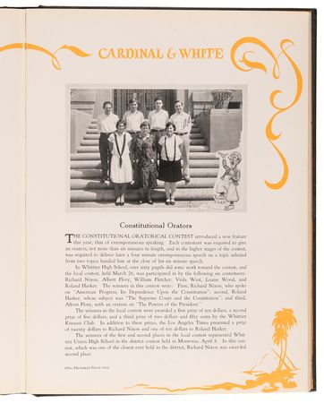 Lot #145 Richard Nixon 1930 Whittier Union High School Yearbook - Image 6
