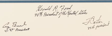 Lot #67 George Bush, Jimmy Carter, and Gerald Ford Signed White House Photograph - Image 2