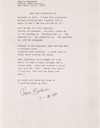 Lot #542 Charles Bukowski Archive of (60+) Autographs, with Letters, Manuscripts, Signed Books, and Rare Ephemera - Image 6