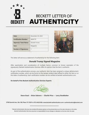 Lot #188 Donald Trump Signed Time Magazine - Image 2