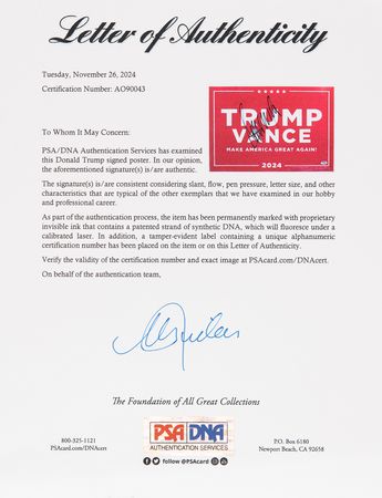 Lot #186 Donald Trump Signed Campaign Sign - Image 3