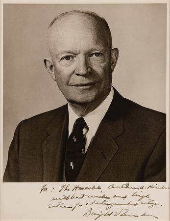 Lot #80 Dwight D. Eisenhower Oversized Signed Photograph to a Nuremberg Prosecutor - Image 2