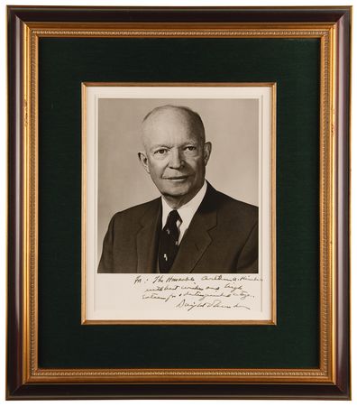 Lot #80 Dwight D. Eisenhower Oversized Signed Photograph to a Nuremberg Prosecutor - Image 1