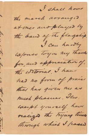 Lot #362 George Dewey Historic Letter Signed on ‘Trying Times’ and the 1898 Battles of Manila and Manila Bay -  “From May 1 to Aug. 13, the least trying of which was the two engagements” - Image 2
