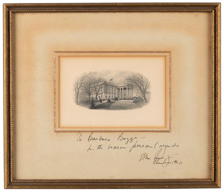 Lot #28 John F. Kennedy Signed White House Engraving as President - 