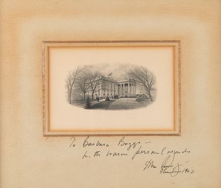 Lot #28 John F. Kennedy Signed White House Engraving as President - 