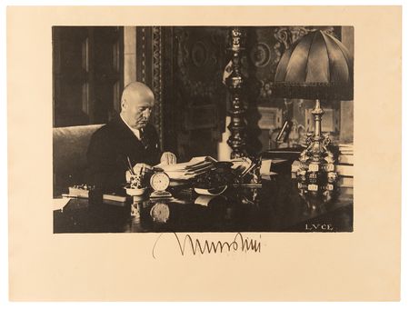 Lot #209 Benito Mussolini Signed Oversized Photograph - Image 1