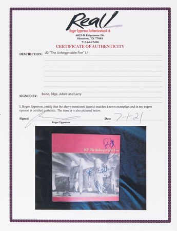 Lot #677 U2 Signed Album - The Unforgettable Fire - Image 2