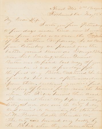 Lot #373 Civil War: Union Officer's Letter from Richmond - 