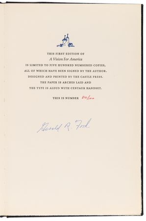 Lot #91 Gerald Ford Signed Book - A Vision for America (Ltd. Ed. #80/100) - Image 4