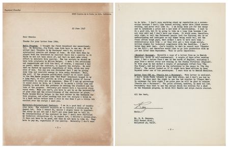 Lot #574 Raymond Chandler Content-Rich Typed Letter Signed - Image 1
