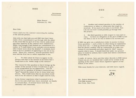 Lot #81 Dwight D. Eisenhower Typed Letter Signed to Actor Robert Montgomery - Image 1