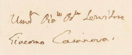 Lot #543 Giacomo Casanova Autograph Letter Signed, Expressing Contempt for Mirabeau: 