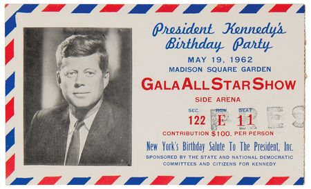 Lot #31 John F. Kennedy: 1962 Madison Square Garden Birthday (5) Items - Program, Ticket Stub, Posters, and Mail Form - Image 6