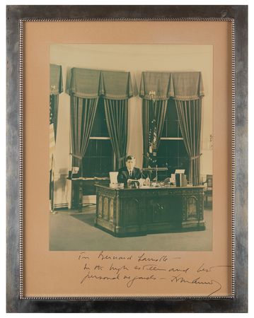 Lot #42 John F. Kennedy Signed Photograph as President to Bernard Lamotte, Painter of a White House Mural - Image 1