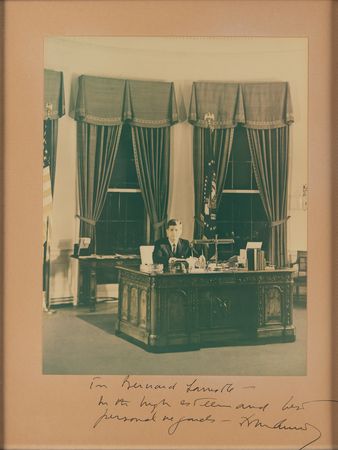 Lot #42 John F. Kennedy Signed Photograph as President to Bernard Lamotte, Painter of a White House Mural - Image 2
