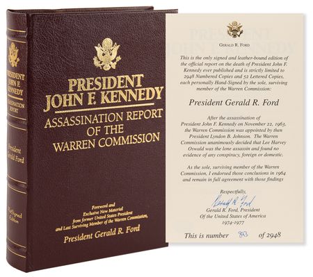 Lot #87 Gerald Ford Signed Book - Assassination Report of the Warren Commission (Ltd. Ed. #893/2948) - Image 1