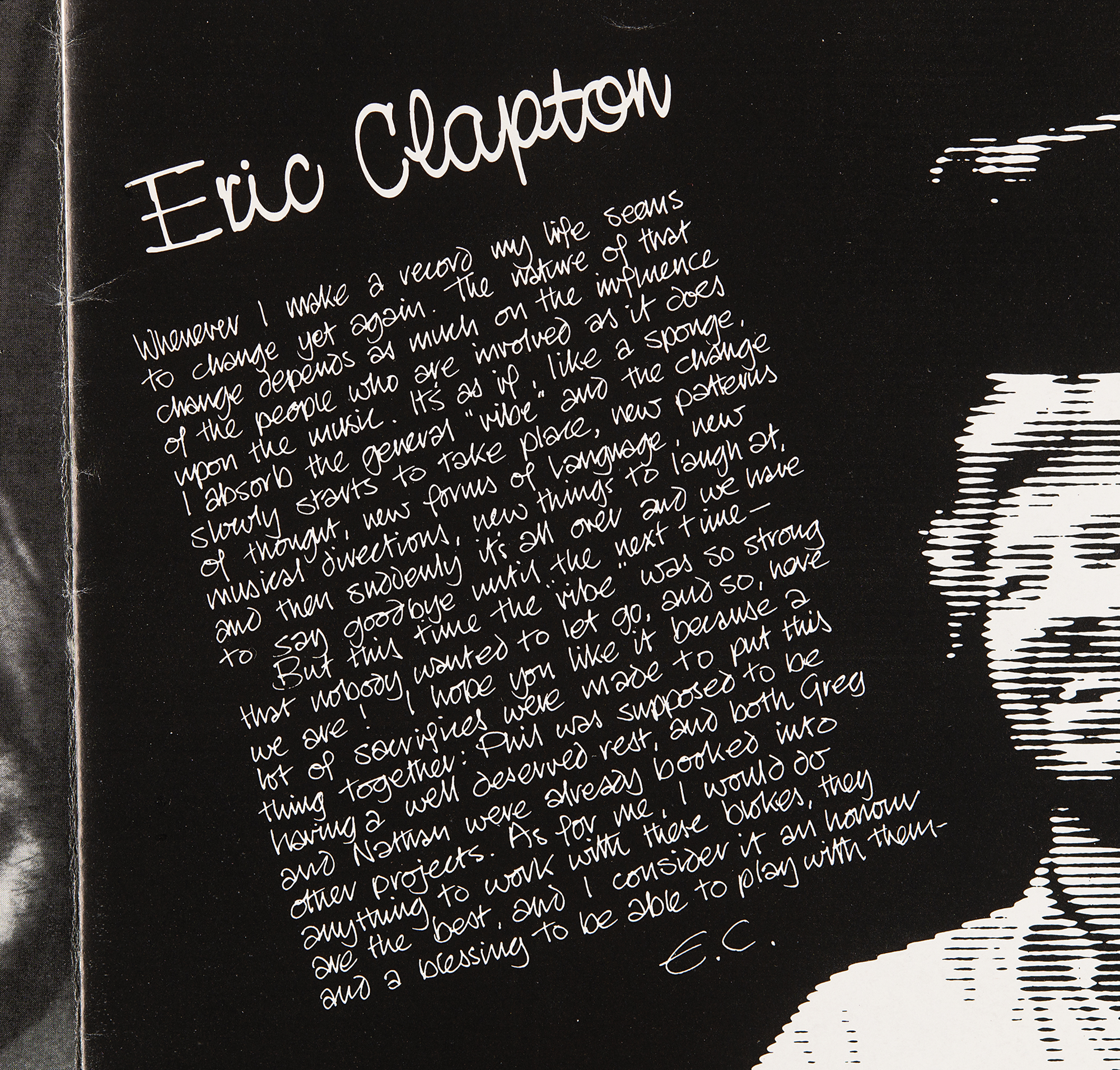 Eric Clapton Handwritten Statement for the 'Clapton Collins