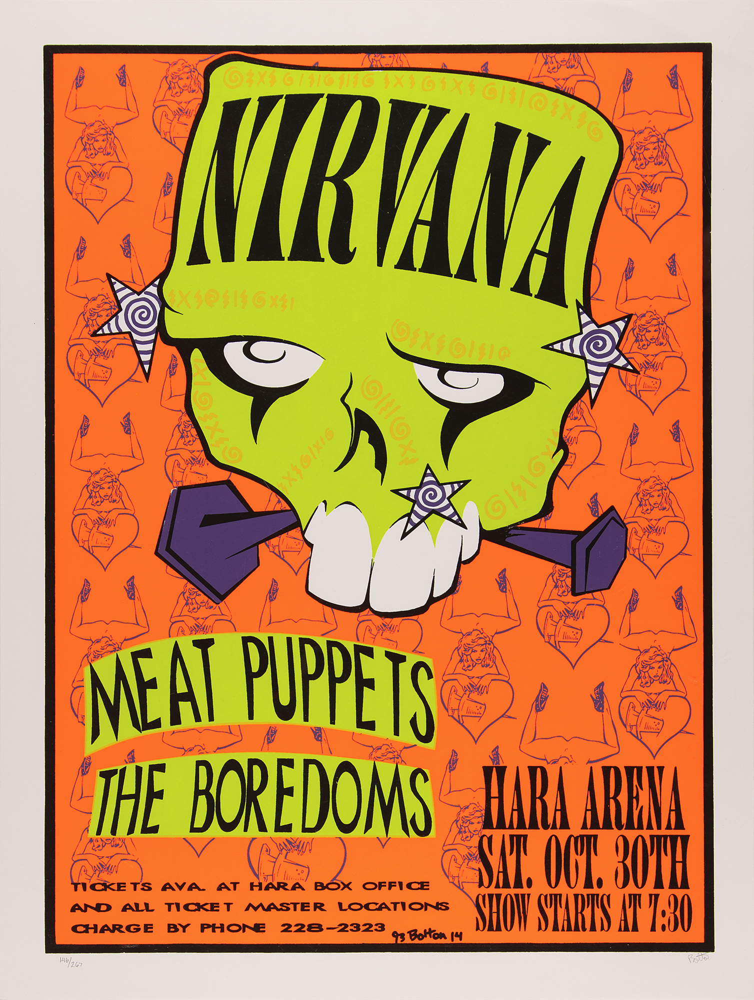 Nirvana 1993 Dayton Concert Poster (Ltd. Ed. #146/267, Signed by
