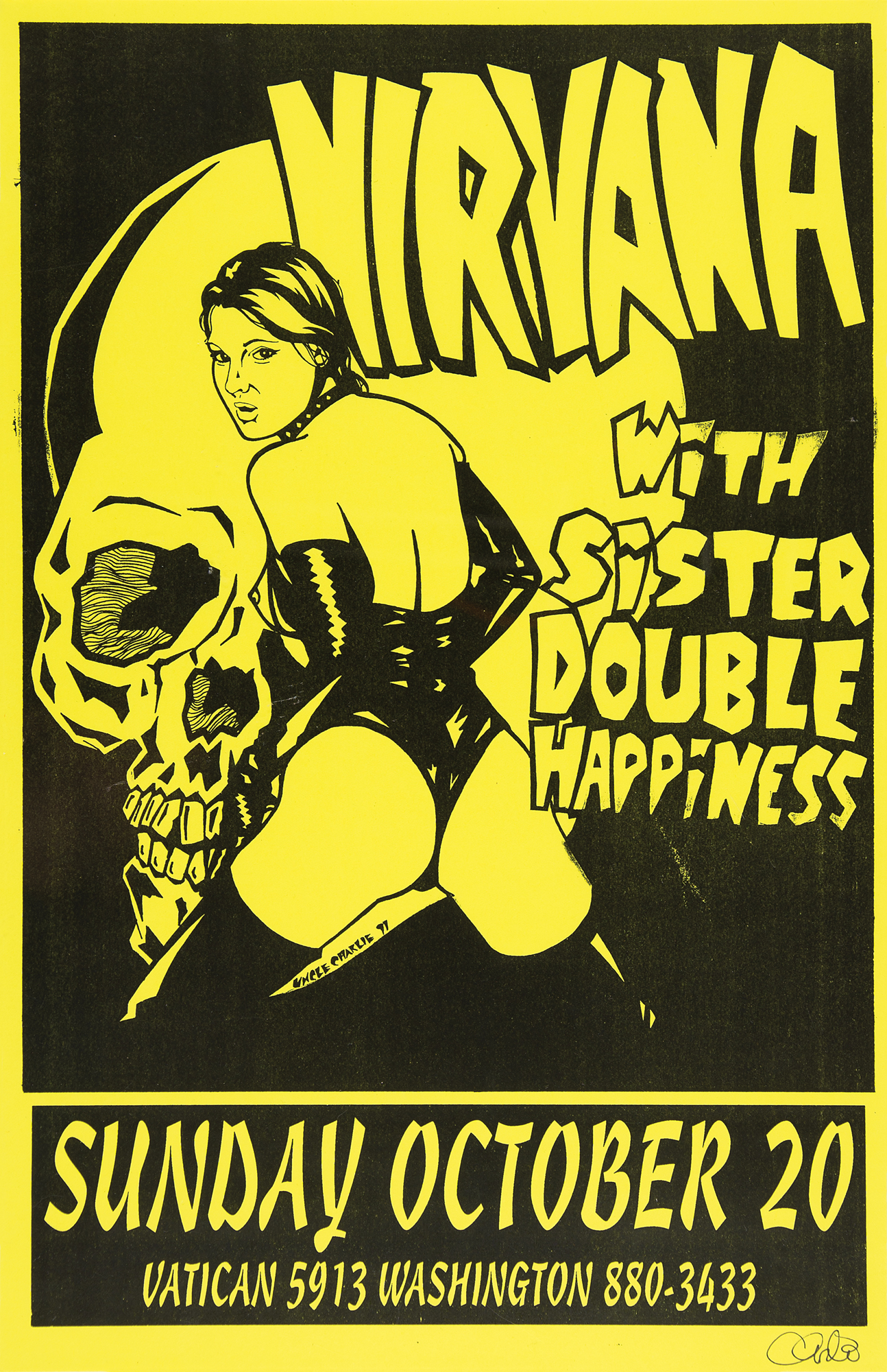 Nirvana 1991 Houston Concert Poster (Signed by Artist Uncle Charlie