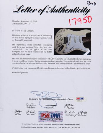 Lot #9353 Bruce Springsteen Signed Fender Squier Stratocaster Electric Guitar - Image 3