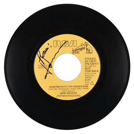 Lot #9307 John Denver Signed 45 RPM Record and Type Letter Signed - Image 2