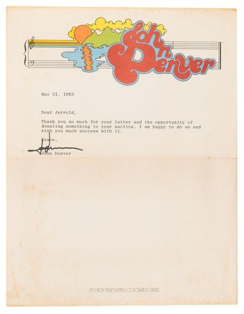 Lot #9307 John Denver Signed 45 RPM Record and Type Letter Signed - Image 3
