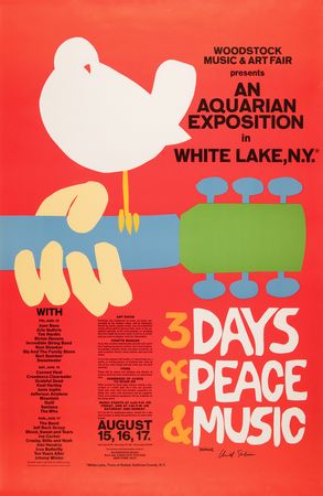 Lot #9317 Woodstock Music Festival Original Poster Signed by Artist Arnold Skolnick - Image 1